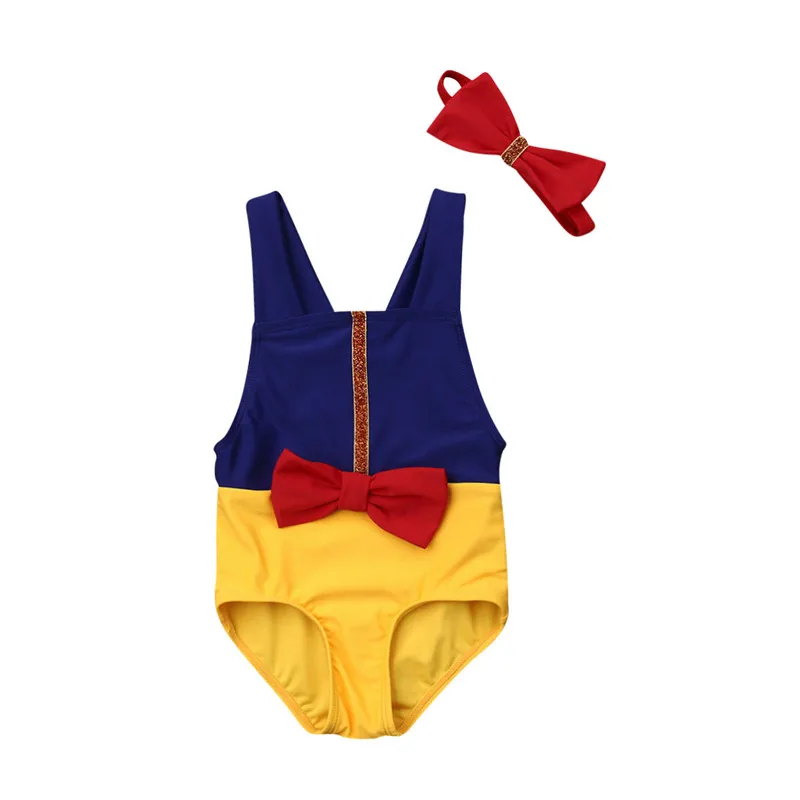 

2019 Kids Baby Girls Bikini Sets Summer Girl Swimwear Patchwork Bow Strap Bodysuits+Headband 2Pcs Outfits Bathing Suits 0-5Y