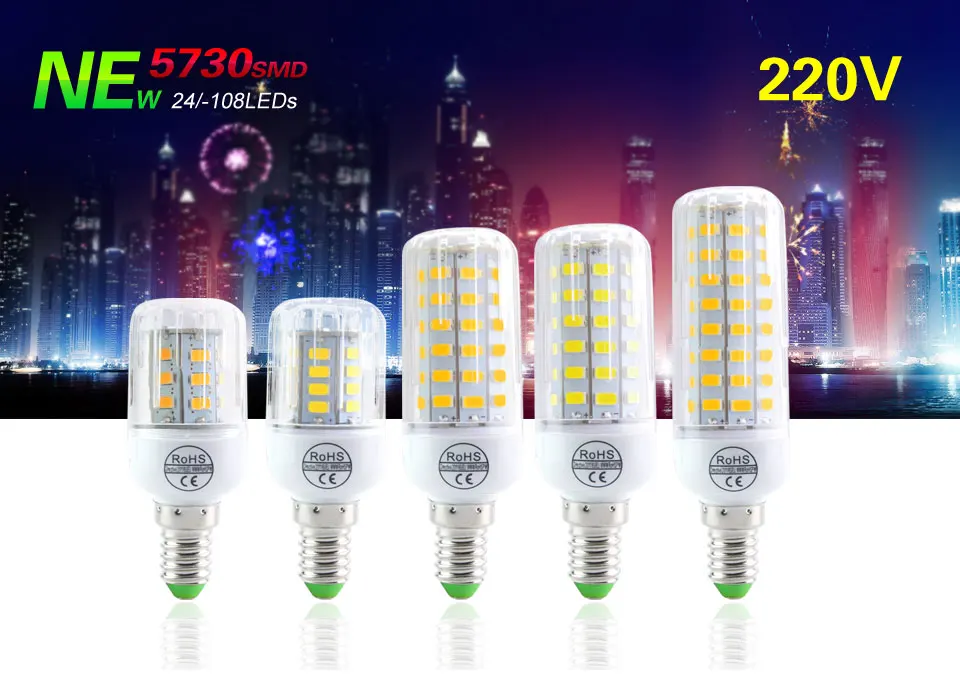 Vacamm светодиодный кукурузный светильник E12 E14 E27 5730 SMD белый/теплый белый энергосберегающие лампы для люстры свеча украшение дома