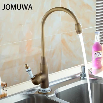 

Ceramic Spool Kitchen faucet Antique Brass Bathroom Basin Faucet Swivel Spout Vanity Sink Mixer Tap Single Handle cocina