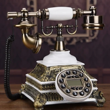 Модный винтажный античный телефон домашний декоративный телефон с подсветкой/определителем номера - Цвет: Белый