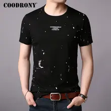 COODRONY, хлопковая Мужская футболка, модная, в горошек, с коротким рукавом, футболка для мужчин, лето, новая уличная одежда, повседневная, с круглым вырезом, футболка Homme S95008