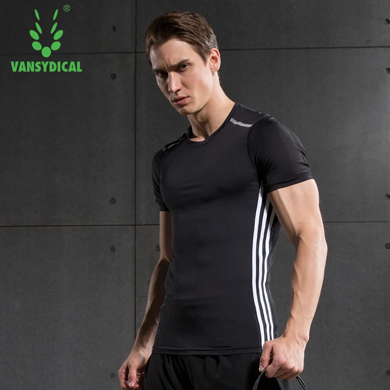 

Vansydical Men's Fitness Sports Basketball Training Clothes Running Breathable Quick Drying Clothes T-Shirt Compression Tops