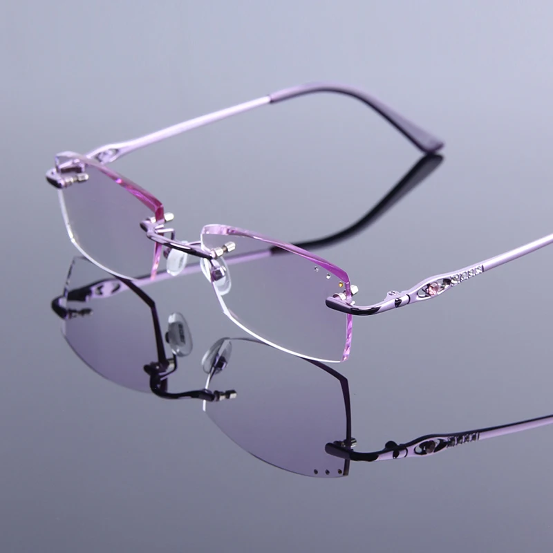 High Clear Anti Reflective Rhinestone Reading Glasses Women Purple