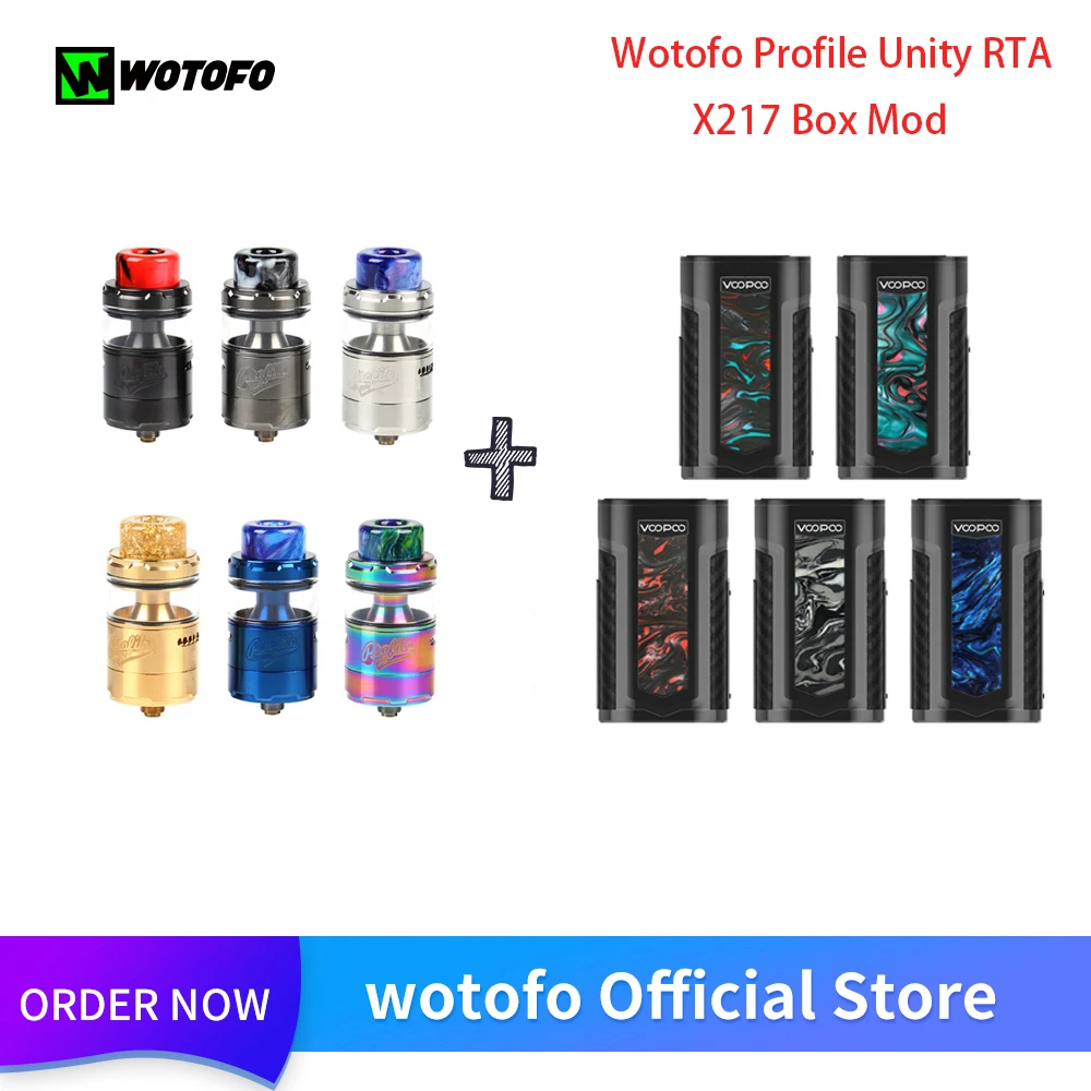 

Original Wotofo Profile Unity RTA Tank With X217 Box Mod 217W TC Mod Electronic Cigarette Vape GENE.FAN Chip TFT IPS HD Screen