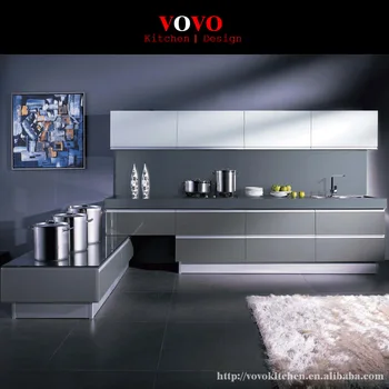 

White and grey lacquer kitchen cabinet handless