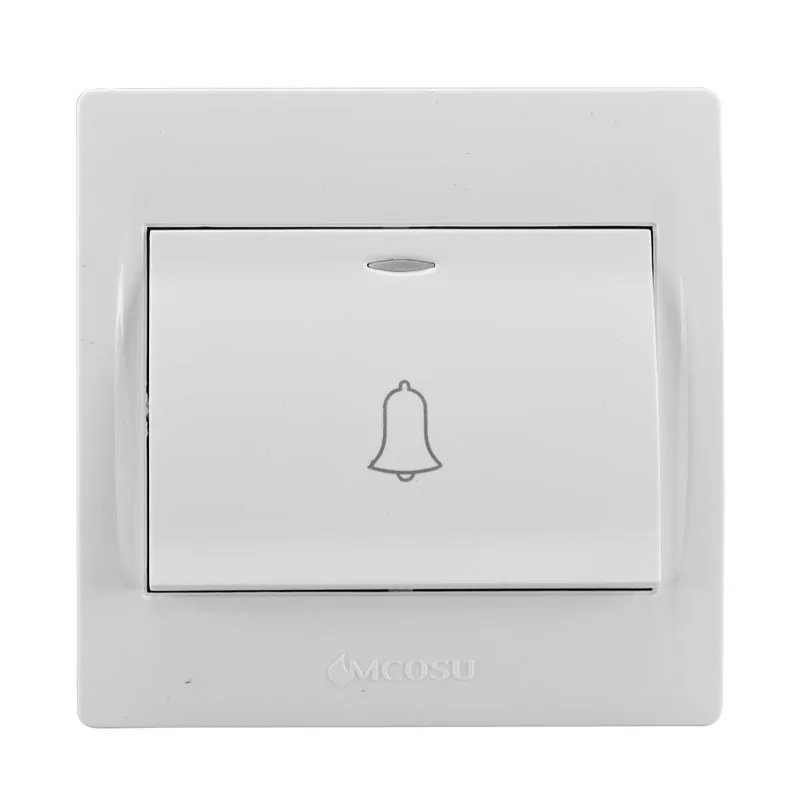 Slim wired doorbell button reset switch access from open wire