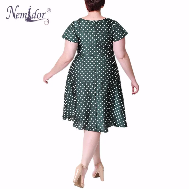 Unique_Vintage_Plus_Size_1940s_Style_Emerald_Ivory_Polka_Dot_Formosa_Swing_Dress_2