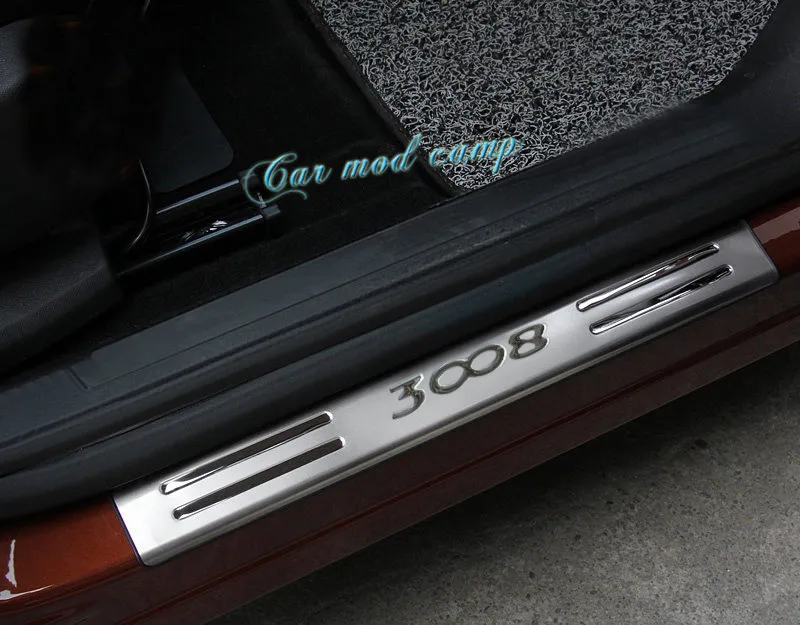 For Peugeot 3008 GT 2016 2017 2018 Stainless Steel Door Sill Protector Scuff Plate Threshold Cover Trim 4pcs Car Styling