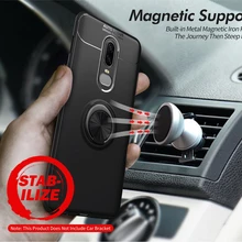 Metal Holder Mobile Case For Oneplus 6 6T 7 Pro Case Capa Soft TPU Magnetic Car Ring Stand Cover For Oneplus 7 Coque Capa