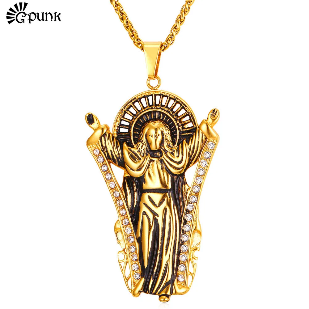 Men Jewelry Gold Jesus Piece Pendants Necklaces 316L Stainless Steel