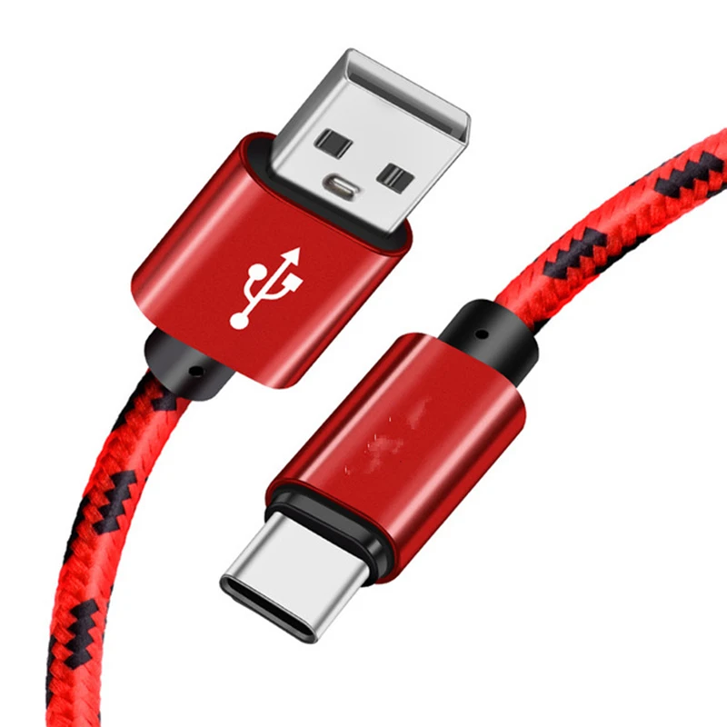 20 см 2 m 3M USB кабель для передачи данных типа C USB Зарядное устройство кабель для Xiaomi mi 9 A2 A1 mi x 2 S, huawei p20 lite рro нейлоновый быстрой зарядки происхождения длинный провод - Цвет: Красный