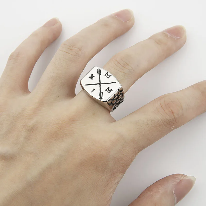 Vally Jewelry мужское кольцо с римскими цифрами Винтажное со стрелкой из нержавеющей