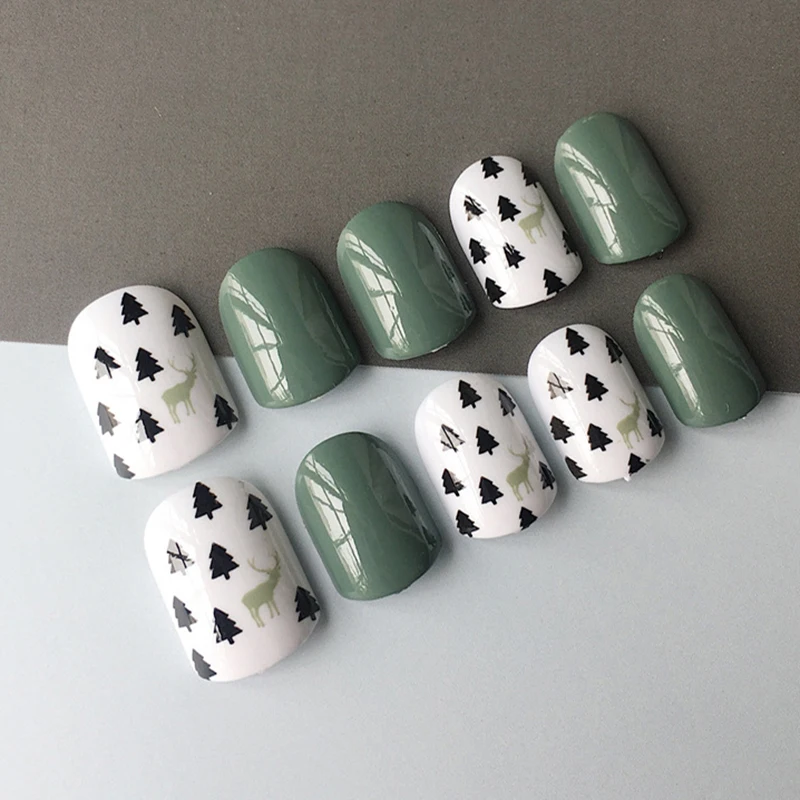 Модный Зеленый 24 шт./компл. дизайн с милым рисунком короткий Размер Готовые