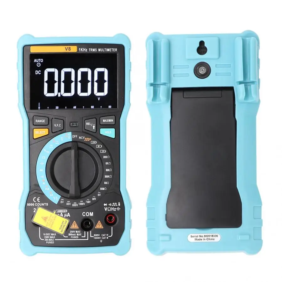 

Multimeter V8 Blue LCD Display Digital Multimeter DC/AC Voltage Current Meter 6000 Counts Multimetro Digital Profesional