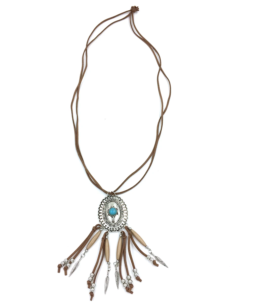 2017 New personalized handmade popular jewelry supplier unique boho leather cord leather cord long necklace headhand
