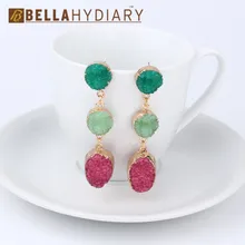 Bijoux brincos de resina femininos, brincos para mulheres com pedra de resina longa redonda, moda, 1 par 2019