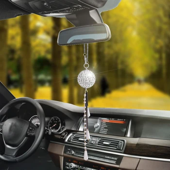 

Car Ornaments Pendant Automobile Decoration Charm Diamond Crystal Ball Auto Interior Rear View Mirror Suspension Hanging Gifts