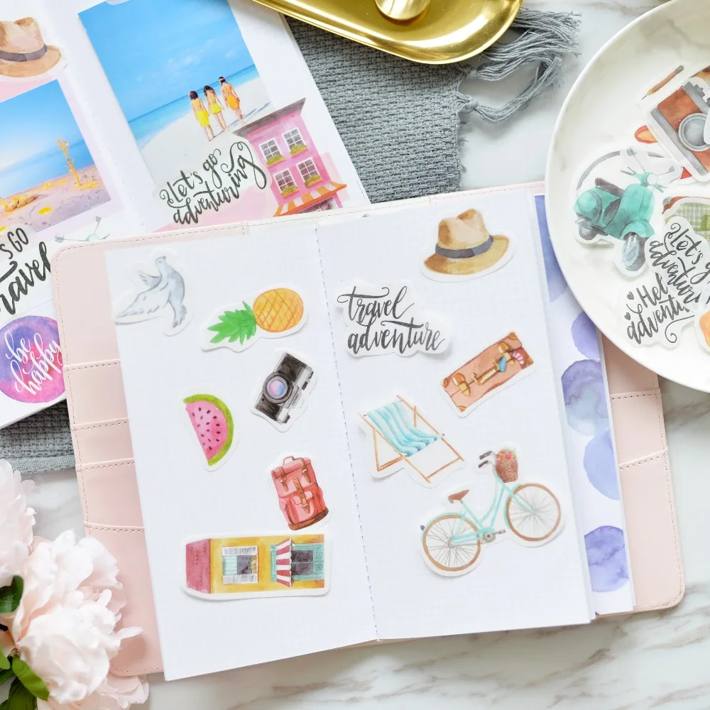 

KLJUYP 33pcs Travel Cardstock Die Cuts for Scrapbooking Happy Planner/Card Making/Journaling Project