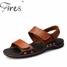 Мужские кожаные сандалии; Летняя обувь; пляжные повседневные лоферы; дышащая обувь для вождения; светильник; большие размеры 38-48; мужские сандалии на плоской подошве