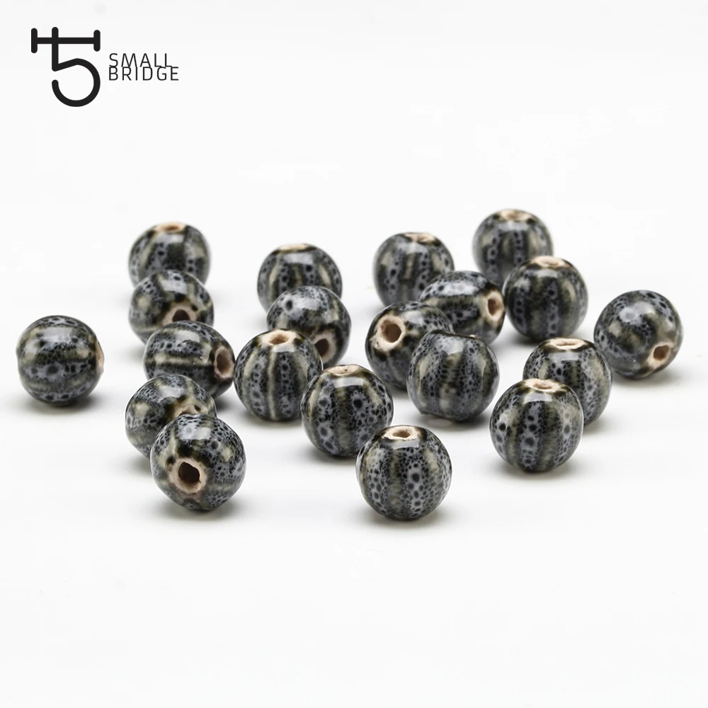 

12mm Flower Glazed Ceramic Beads Watermelon For Women Diy Bracelet Necklace Material Charm Pumpkin Porcelain Beads WholesaleU601