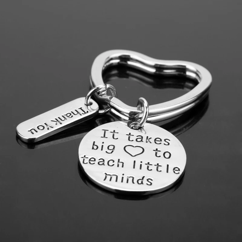 

dongsheng 1pc Teacher Keychain It takes a big heart to teach little minds Letter Keyring Key Ring Jewelry For Teachers Day Gift
