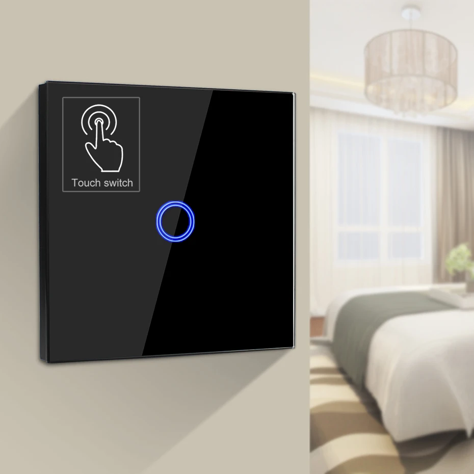 

EU Standard Wall Touch Switch with Wireless Remote Control / No remote Switches 1 Gang 1 Way Touch Light Switch Wall AC 170-250V