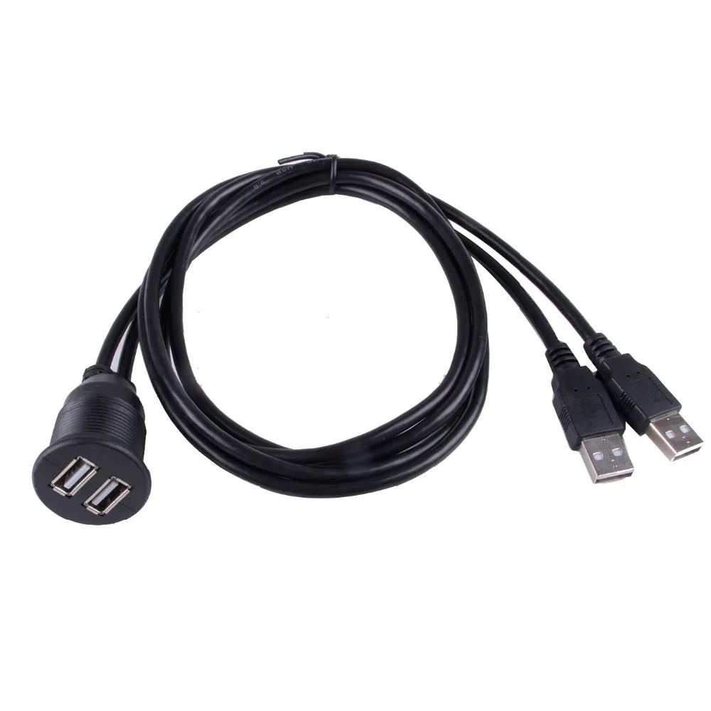 

USB 2.0 2 Ports Dual Mount Cable -USB Extension Flush, Dash, Panel Mount Cable, for Car, Boat, Motorcycle and More