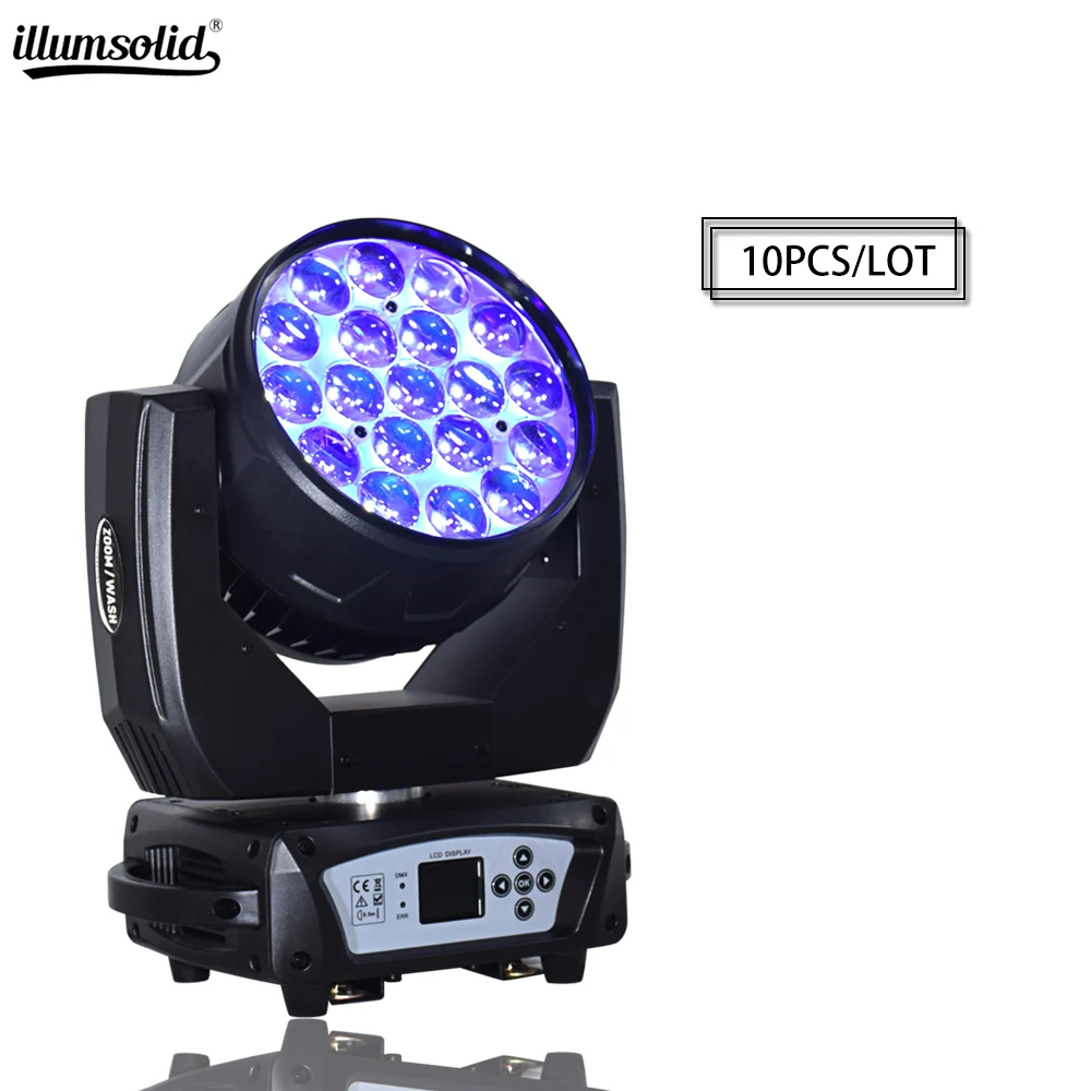 

LED Moving Head Wash 19x15w RGBW DJ DMX Stage Lighting zoom beam light for stage 10pcs/lot