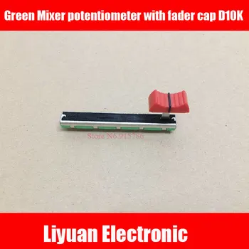 

2set Green D10K double straight slide potentiometer D103 with fader cap behringer mixer D103 fader 75MM long