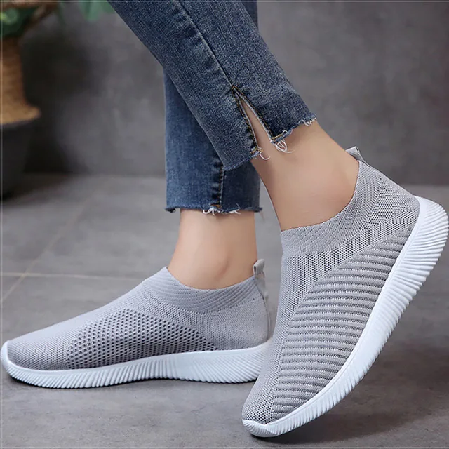 US $6.44 Women Shoes Breathable Spring Summer Vulcanized Shoes For Women Sneakers Slip On Flyknit Casual Sho