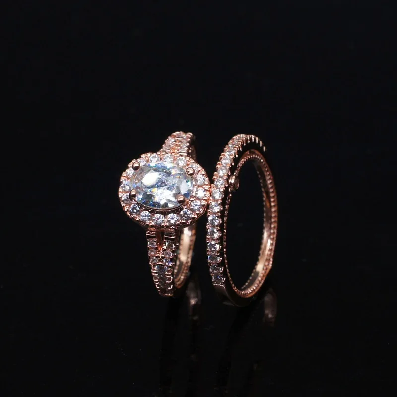 

Mossovy Geometric Goose Egg Shaped Zircon Rose Gold Rings for Women Fashion Popular Wedding Rings Female Jewelry Anillos Mujer