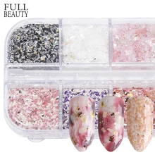 12 решеток смешанного цвета мраморная пудра блестящая голографическая блестящая неровная блестка для ногтей Набор для украшения ногтей CH546-1