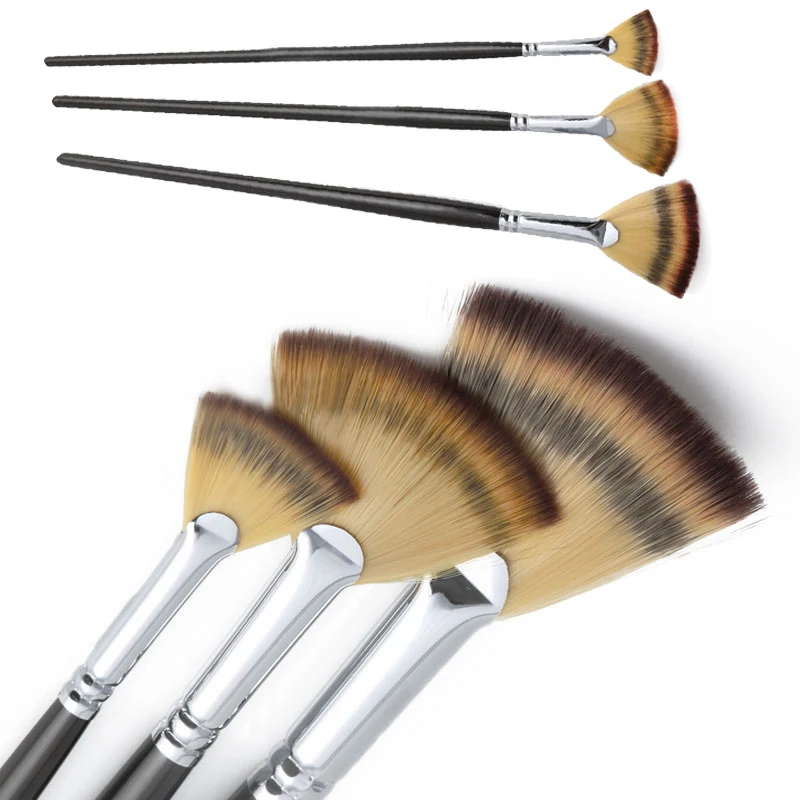 3pcs Oil Acrylic Water Painting Brushes Set Wooden Handle 3Sizes For Artist School Use