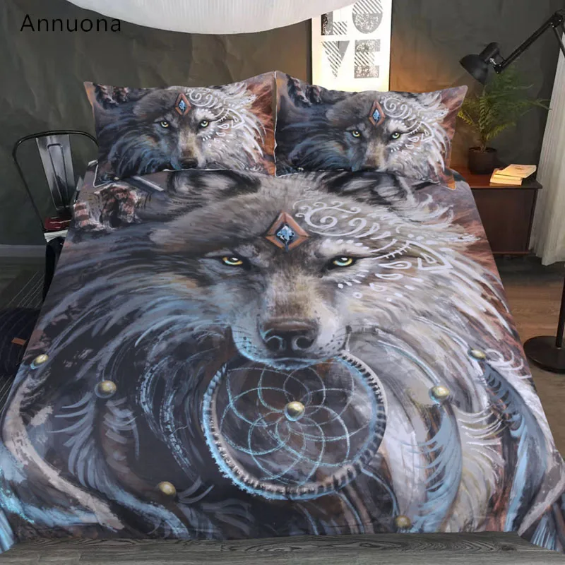 Annuona Luxury 3pcs 3D Wolf Bedding Set Jacquard King Queen Size Adult Bed Lines Pillowcases Duvt Cover Home Textile |