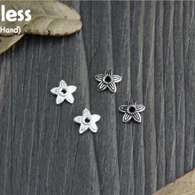 Uglyless натуральная S925 серьги-подвески с цветочным украшением из чистого серебра хлопья фурнитура для бусин ювелирные изделия DIY ручной работы Цветочные выводы Этнические бусы с отверстием