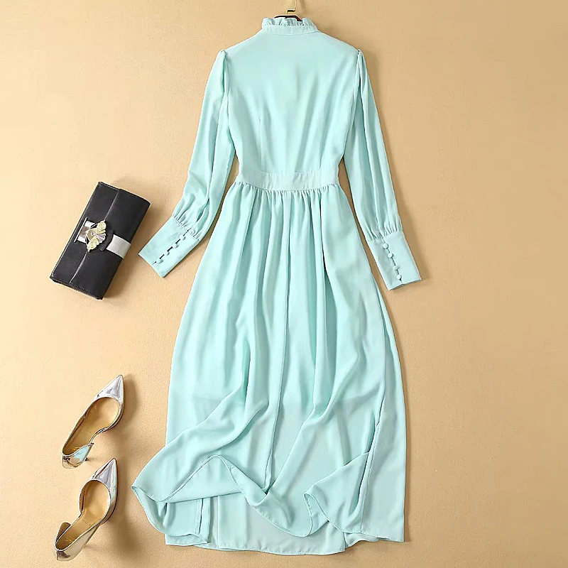 Skup Kate Middleton długa sukienka sprężyna wysokiej jakości nowa moda damska Party Sexy Vintage eleganckie eleganckie jasnozielone sukienki z długim rękawem