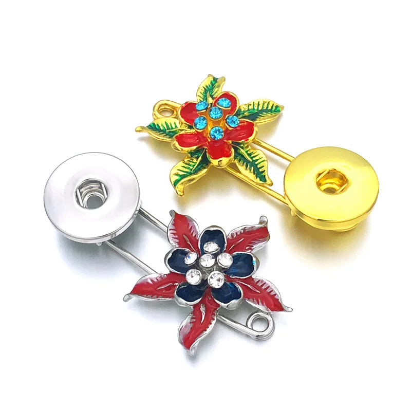 Interchangeable Flower 013 Brooch Fit 18mm Snap Button Charm Fashion Jewelry For Women Girl Teenagers Display Board Brooch Gift