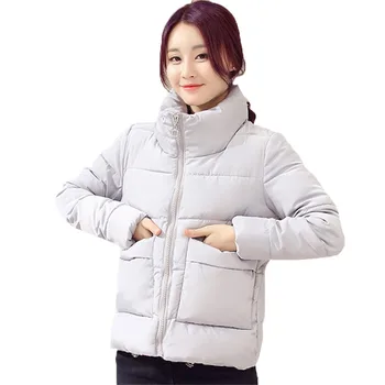 

Long Sleeve Slim Warm Parka Female Jacket Stand Collar Korean Cotton Outwear Solid Womens Winter Coats Casual Clothes C37