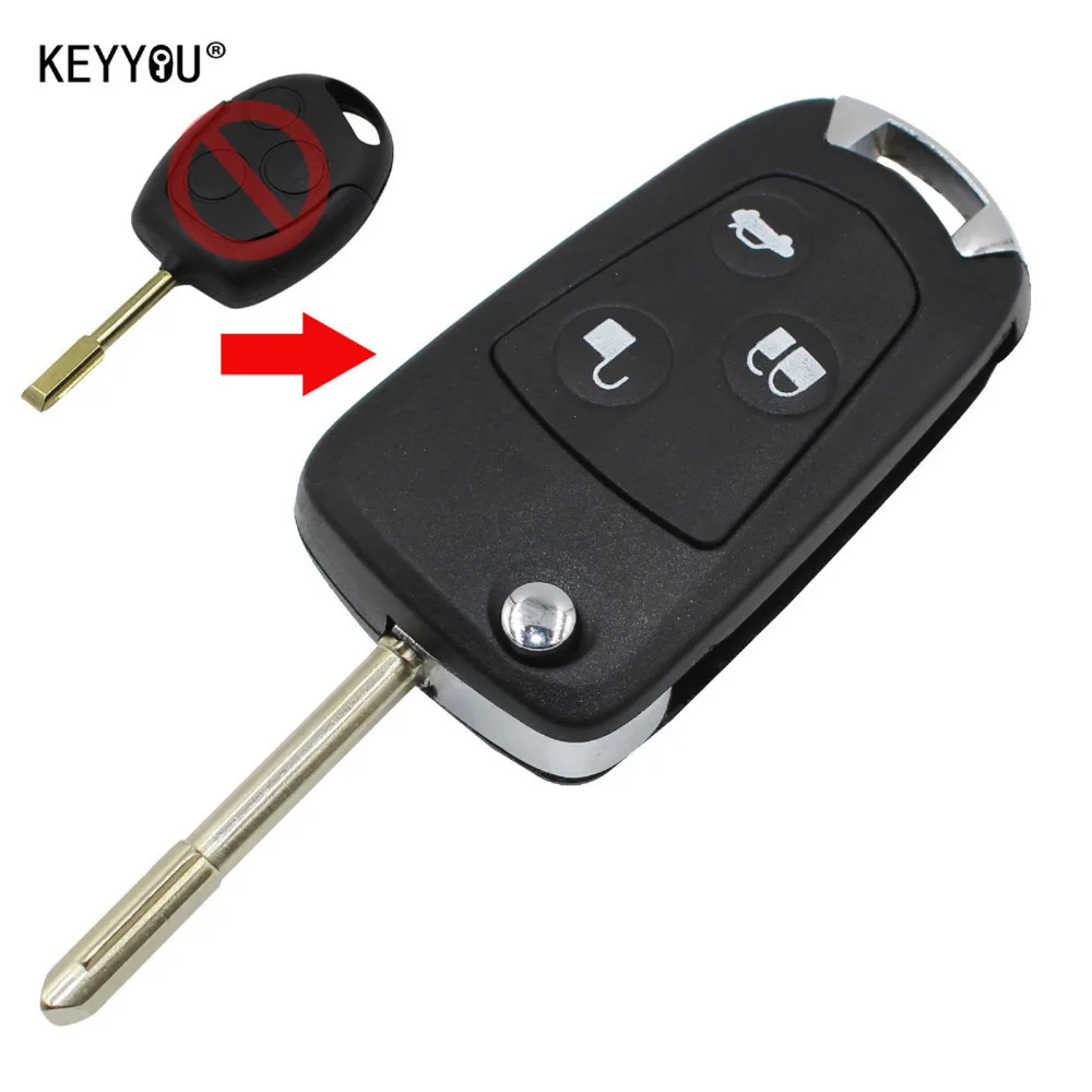 KEYYOU для Ford Focus Mondeo 3 кнопки дистанционного складной ключ флип чехол без выреза пустой