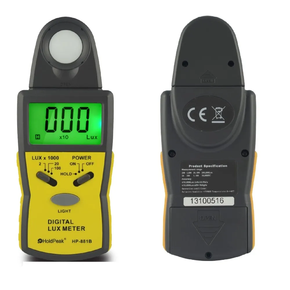 

2018 Hot Sale Special Offer 100,000 Luxmeter Holdpeak Hp-881a Digital Light Meter With Detachable Photo Detector