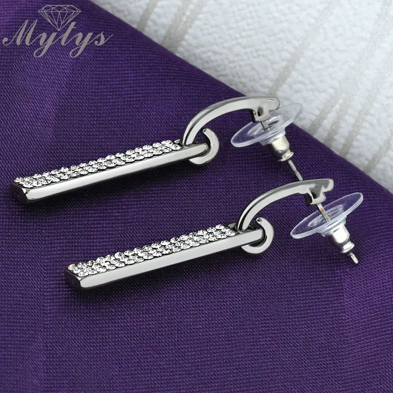 Mytys Женская модная палка серьги из сплава GP E611 E612|crystal drop earrings|crystal earringscrystal earrings |