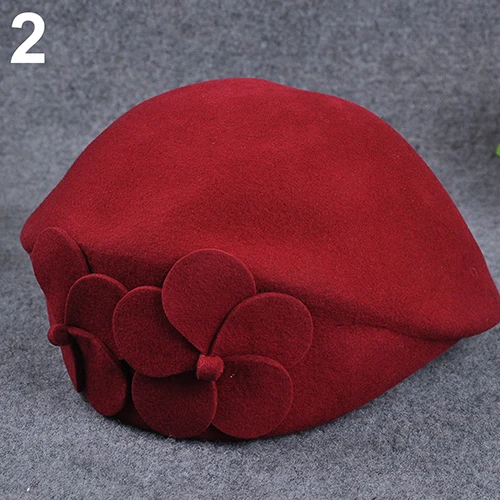 Модный женский берет мешковатая шапочка шапка двойной цветок авиакомпания шапочка стюардессы - Цвет: Dark Red