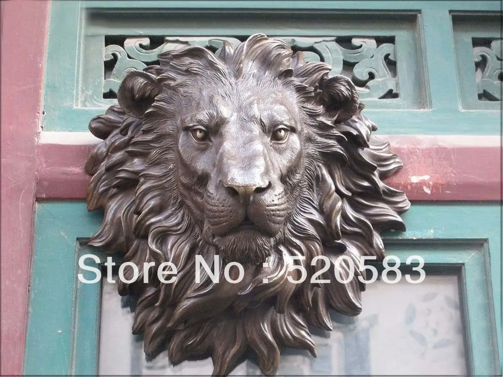 

HUGE Western Art bronze Wall Hang decoration Lion King Animals Sculpture