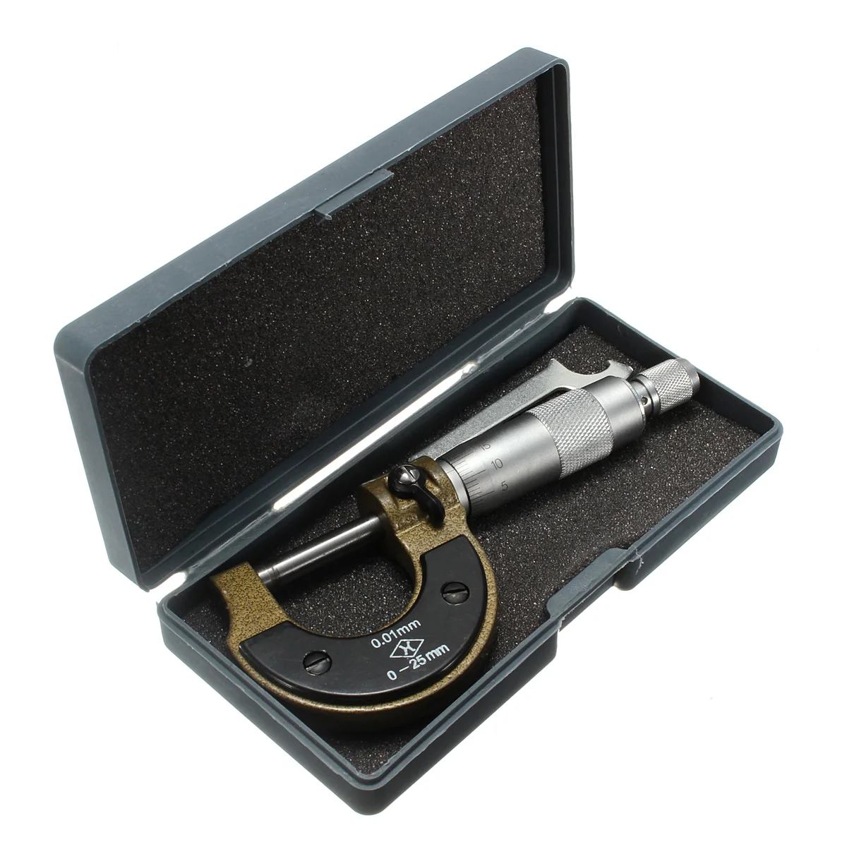 

High Precision 0-25mm 0.01mm Metric Outside Diameter Micrometer Gauge Caliper Tool With Mini Wrench