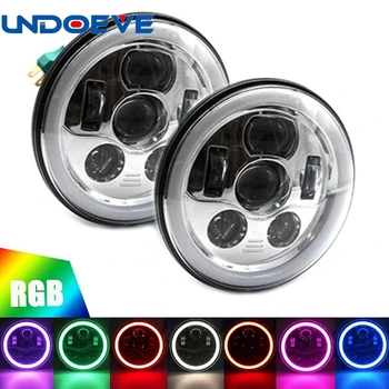 

Undoeve 2pcs 7inch LED Headlights Bluetooth RGB Halo Angel Eye For Motorcycle Projector LED Light Bulb Headlamp