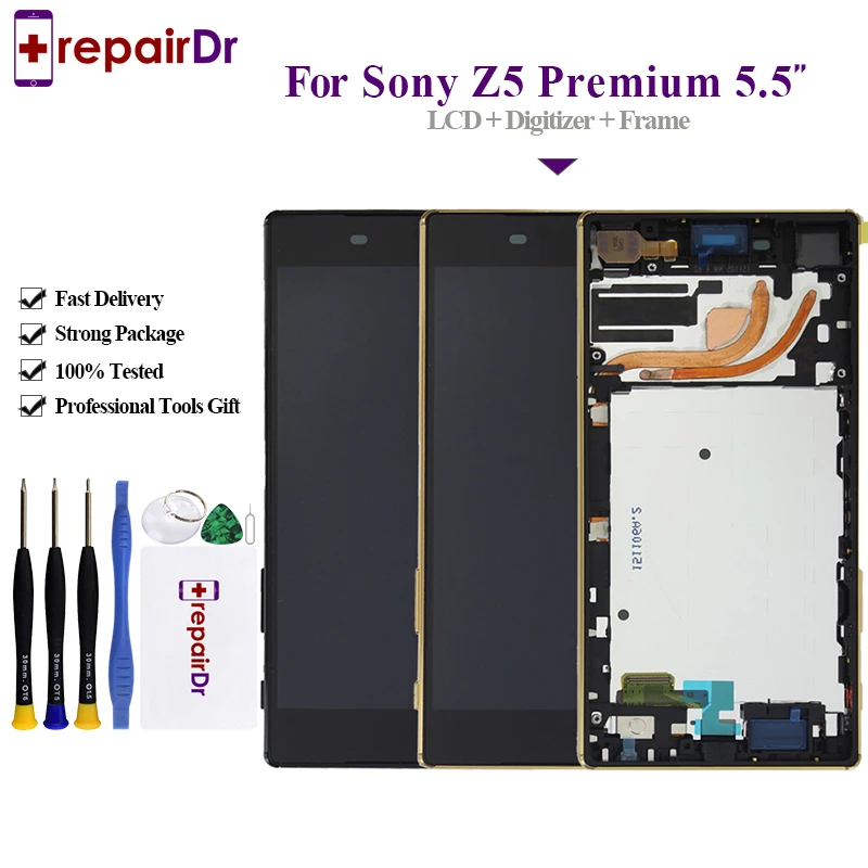 

Original For SONY Xperia Z5 Premium LCD Display Touch Screen Digitizer Assembly With Frame 5.5'' For Z5 PLUS E6853 E6883 Z5P LCD