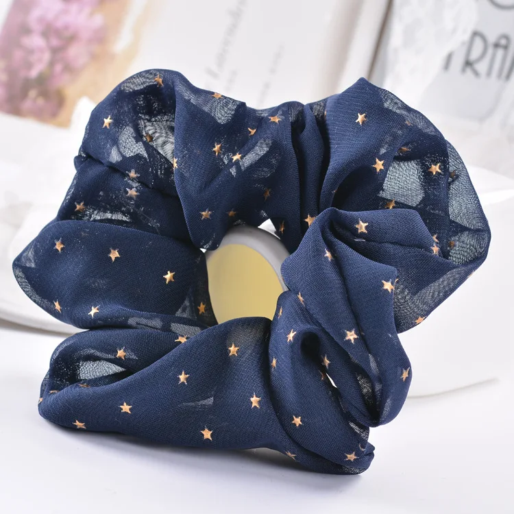 

New fashion Organza Women star candy Chiffon Hair Scrunchies Headwear Ponytail Holder Hair Ties Ropes Elastic Hair Bands
