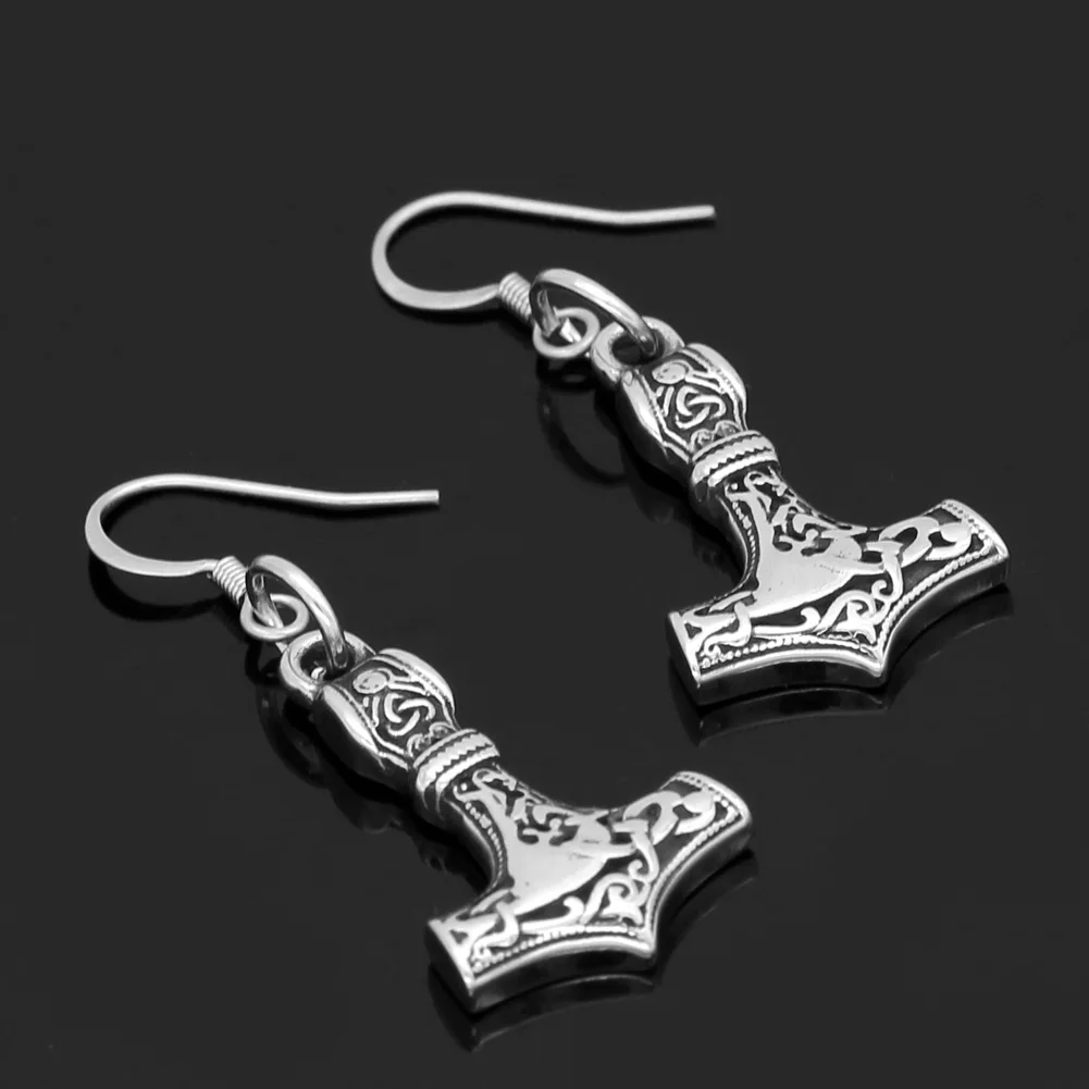 Скандинавский Викинг Рун маленькие thor hammer Mjolnir серьги из нержавеющей стали с