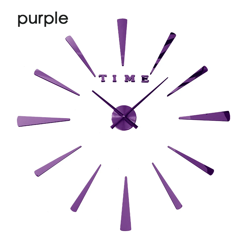 Светящиеся 3d Большой акриловый круг зеркальные настенные часы короткие diy кварцевые часы натюрморт часы украшение для дома наклейки для гостиной - Цвет: wall clock purple