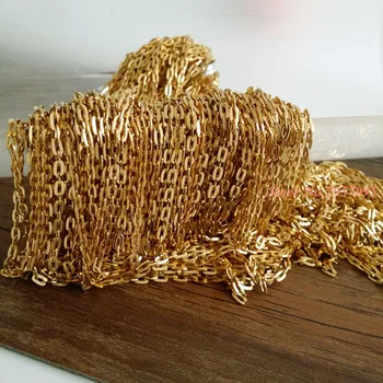 

Mens Chain Boys 2.5mm wide Gold color Bead Stick Link Stainless Steel Necklace Fashion Jewelry Gift Free Shipping